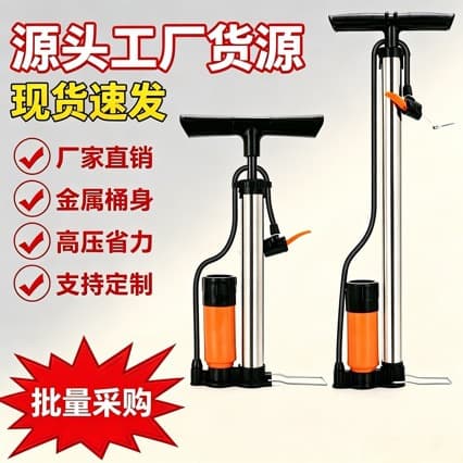 Factory Direct High Pressure Stainless Steel Air Pump Tool with Pressure Gauge for Bicycle and Home Use
