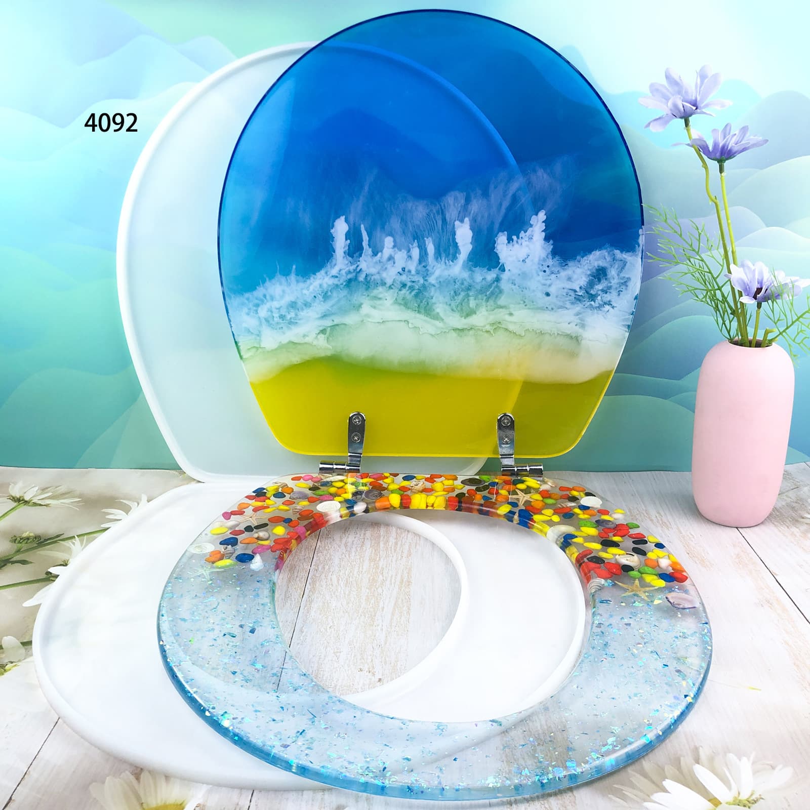 Toilet Lid Cover Set Silicone Mold DIY Toilet Lid Cross-border Handmade Creative Toilet Lid Resin Mold