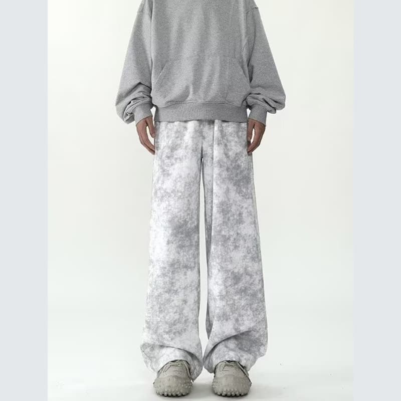 American Casual Pants Men's Spring and Autumn High Street Straight Pants Tie-Dyed Wide-Leg Large Size Pants Boys' Sweatpants 5XL