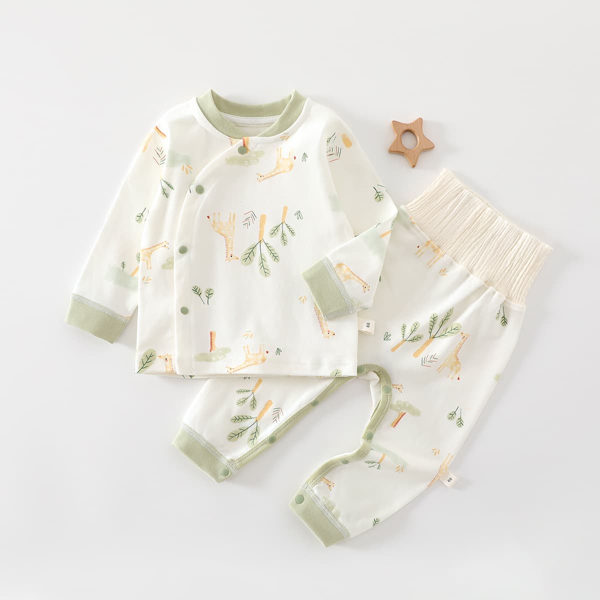 Baby Cotton Split Set Spring/Autumn Underwear Top and Pants High-Waist Belly Protection Newborn Clothes for Boys and Girls