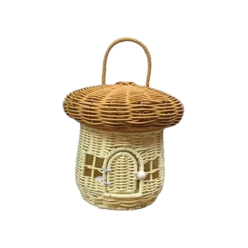 Nordic Children's Mushroom Rattan Basket Small Basket Toy Storage Box for Boys and Girls Kids Room Decoration Acorn Handbag