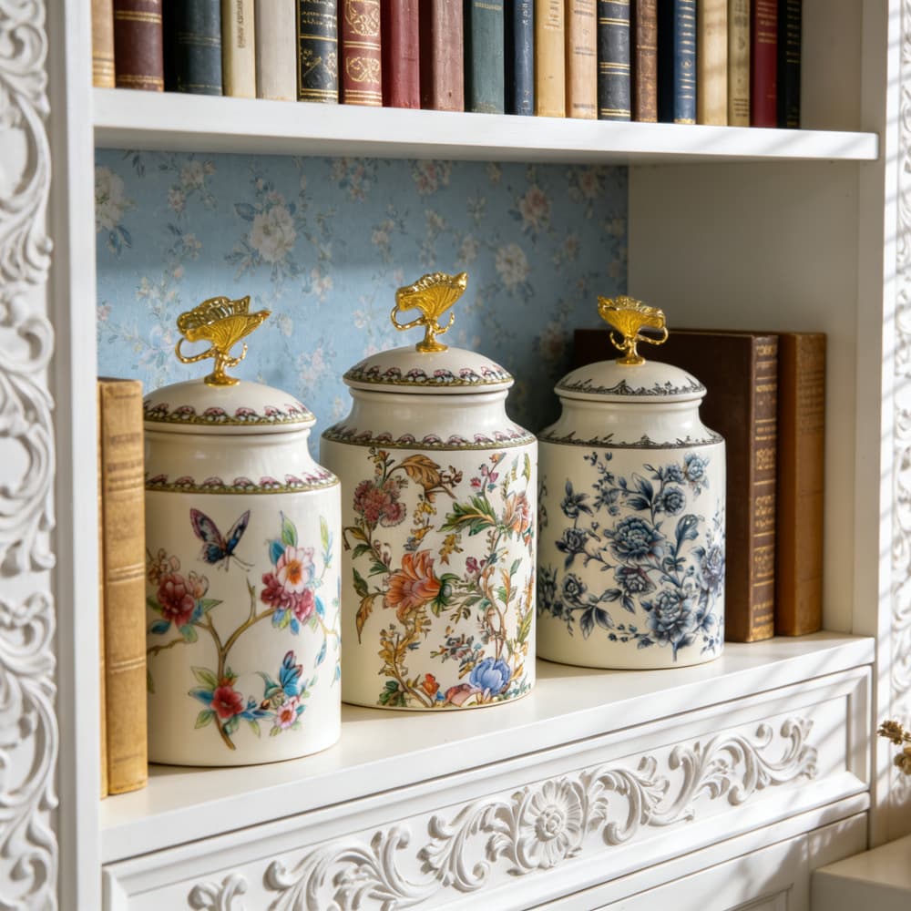 American Style Ceramic Storage Jar Tea Canister Home Housewarming Gift Decoration European Vintage Crackle Porcelain Ginger Jar Ornament