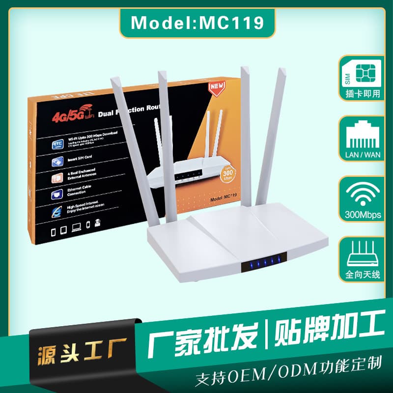 4G Wireless WiFi Router with Excellent Wall Penetration, Suitable for Home and Commercial Use, with Plug-in SIM Card, Russian/European CPE Router