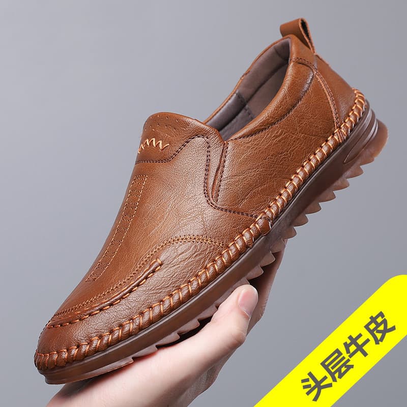 Men's Casual Leather Shoes, Soft Leather, Soft Sole, Slip-On Loafers, Penny Loafers