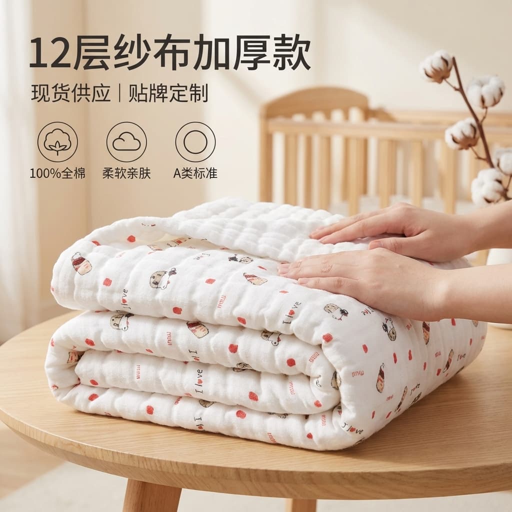 12-layer gauze bath towel baby newborn infant infant pure cotton autumn and winter pure cotton type a bath baby super soft blanket