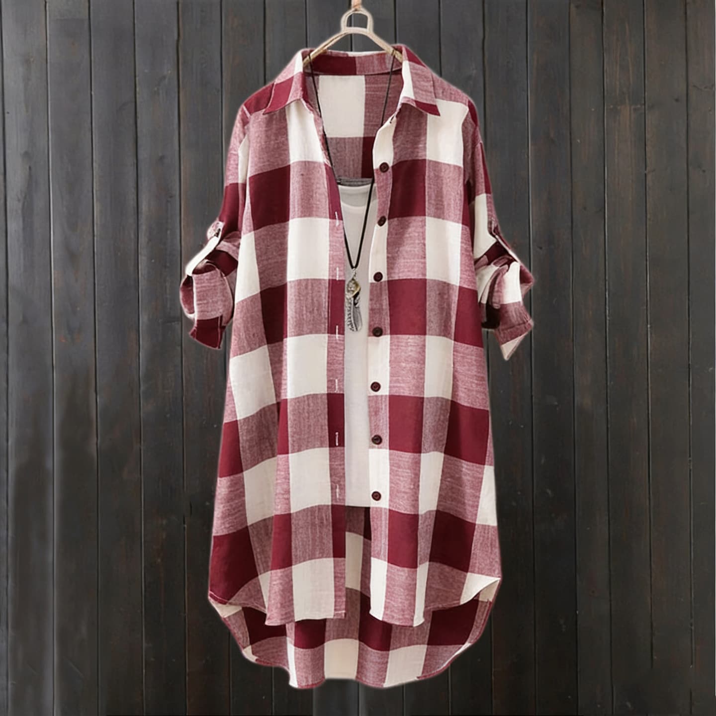 Cross-border Sun Protection Shirt Jacket for Women, Summer Loose Fit Hip-Covering Linen Long Top, Sunscreen Shirt Plaid Long Sleeve