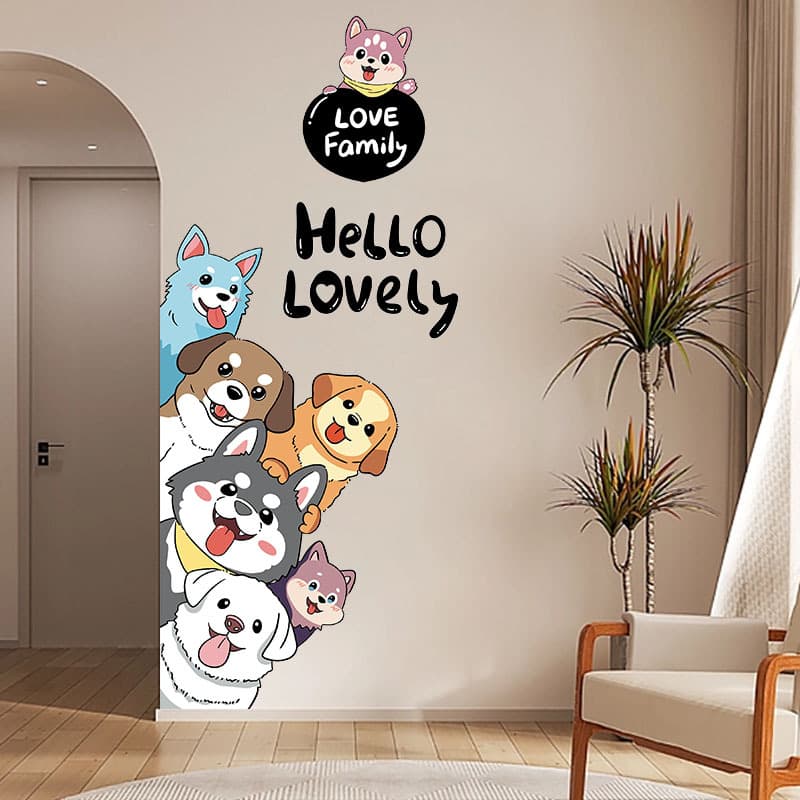 Pet Store Wall Cartoon Creative Dog Bedroom Sticker Wall Decal Cute Decorative Sticker Children's Room Custom Sticker