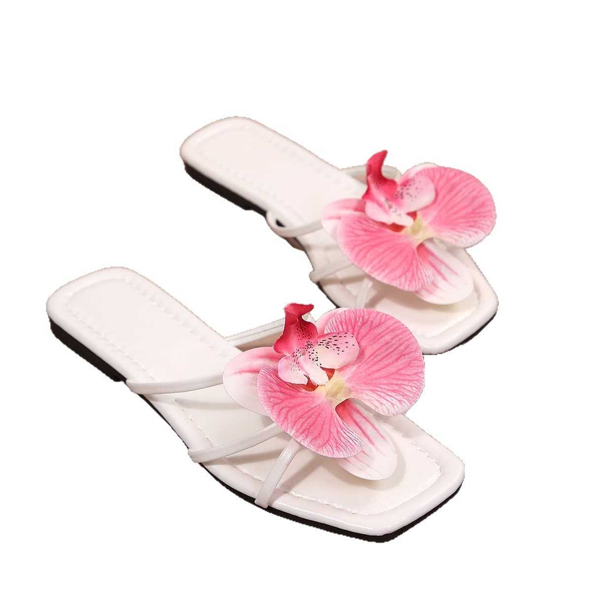 Flat One-Letter Fish-Mouth Outdoor Flower Sandals for Export, Large Size European and American Beach Women's Sandals Summer Large Size