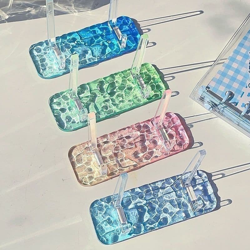 Water Ripple Acrylic Badge Display Stand Gumei Transparent High Aesthetics Square Desktop Grain Small Card Storage Holder Tray