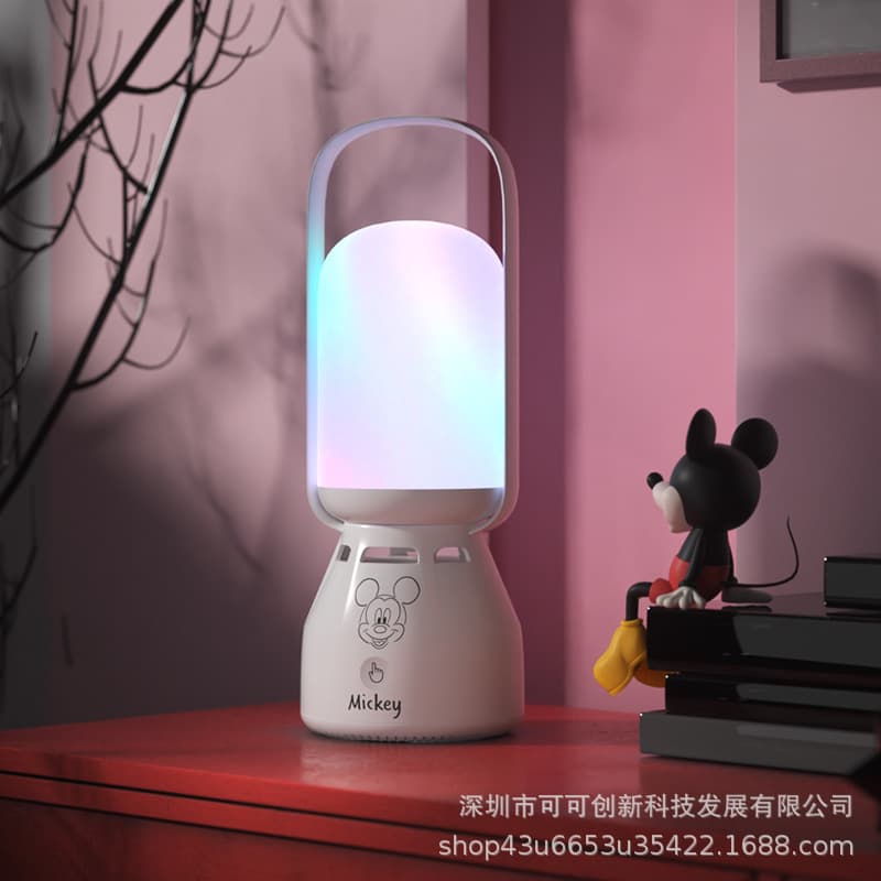 New Mickey Mouse Wireless Bluetooth Speaker, High-Quality Sound, Atmosphere Light, Portable Outdoor Camping Lantern, Night Light, Gift