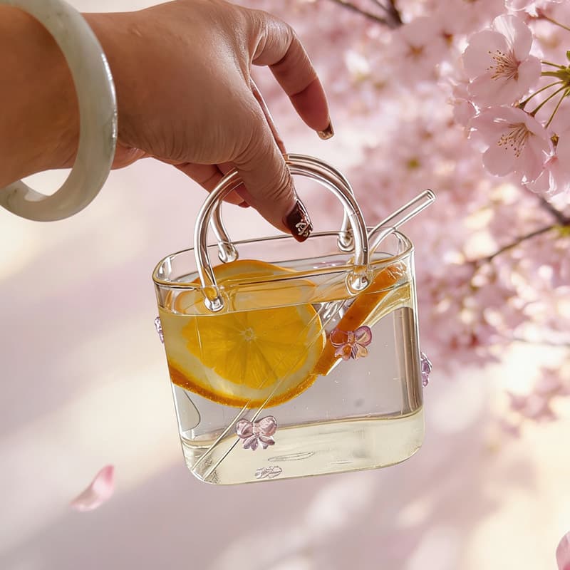 Internet celebrity handbag glass drink cocktail wine cup fruit wine cup fruit tea juice cup creative bag cup