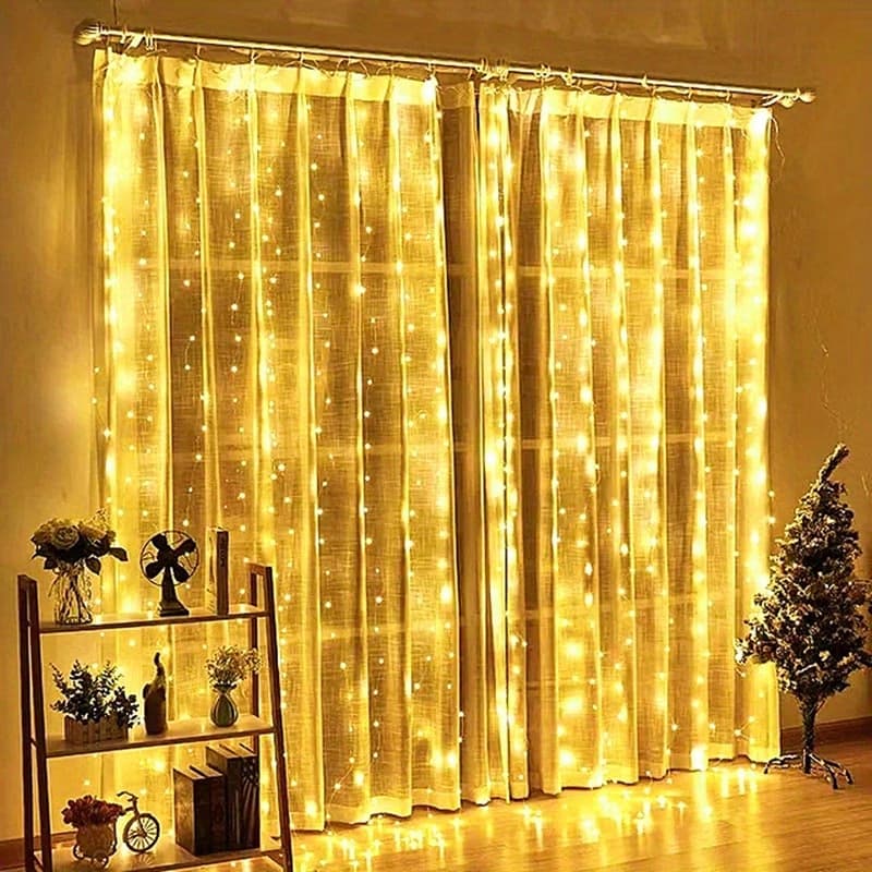 Wholesale LED Copper Wire Curtain Light 3x3m USB 8-Function Remote Christmas Decorative Light Outdoor Waterproof String Light