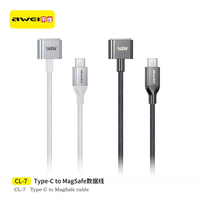 Awei Charging Cable Compatible with Apple Magsafe 3rd Gen Laptop Type-C to MagSafe Data Cable