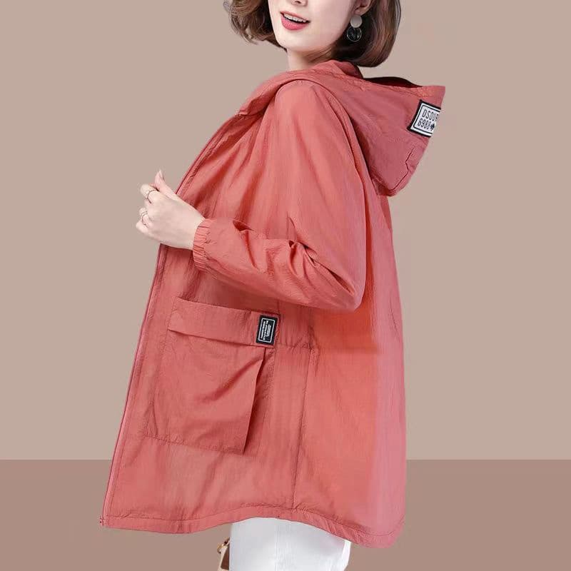 2025 New Mid-Length Sun Protection Jacket Korean Style Loose Plus Size Outerwear Women's Spring/Summer Thin Anti-UV Sunscreen Coat