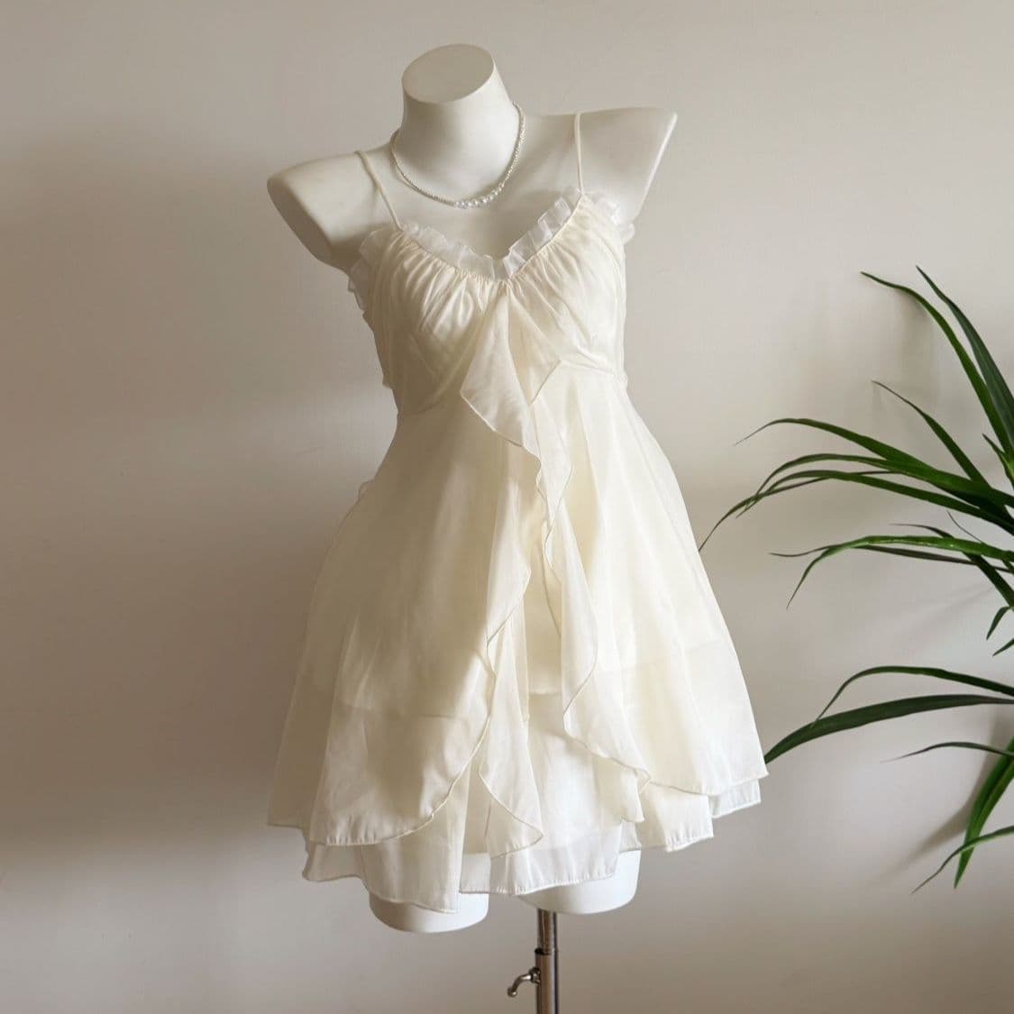 POSHOP Mermaid Love Song White Set Vintage Chiffon Top Set Slimming Summer
