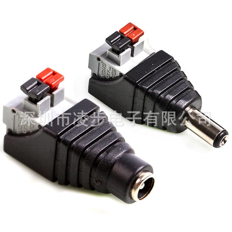 Solder-Free Push-Type DC Power Connector Male/Female Coupler, 12V Surveillance Video, 5.5*2.1MM Connection Terminal