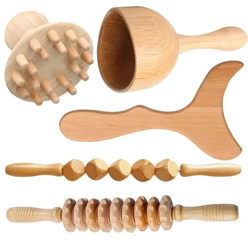 5-Piece Restorative Massage Set, Body Shaping, Anti-Cellulite, Wood Therapy Massage Tools
