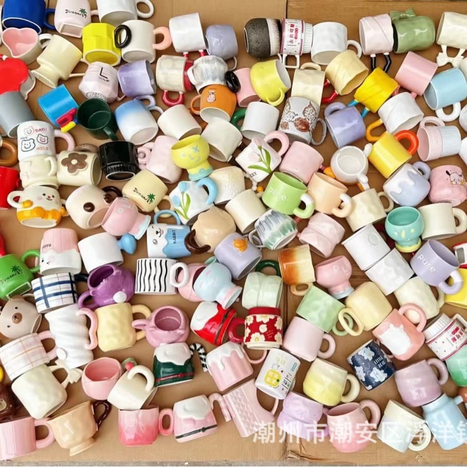 Trendy Cartoon Cute Assorted Mug Cup Export Cup Street Stall Blind Box Mixed Wholesale Drinking Cup Ring Toss Night Market Stall