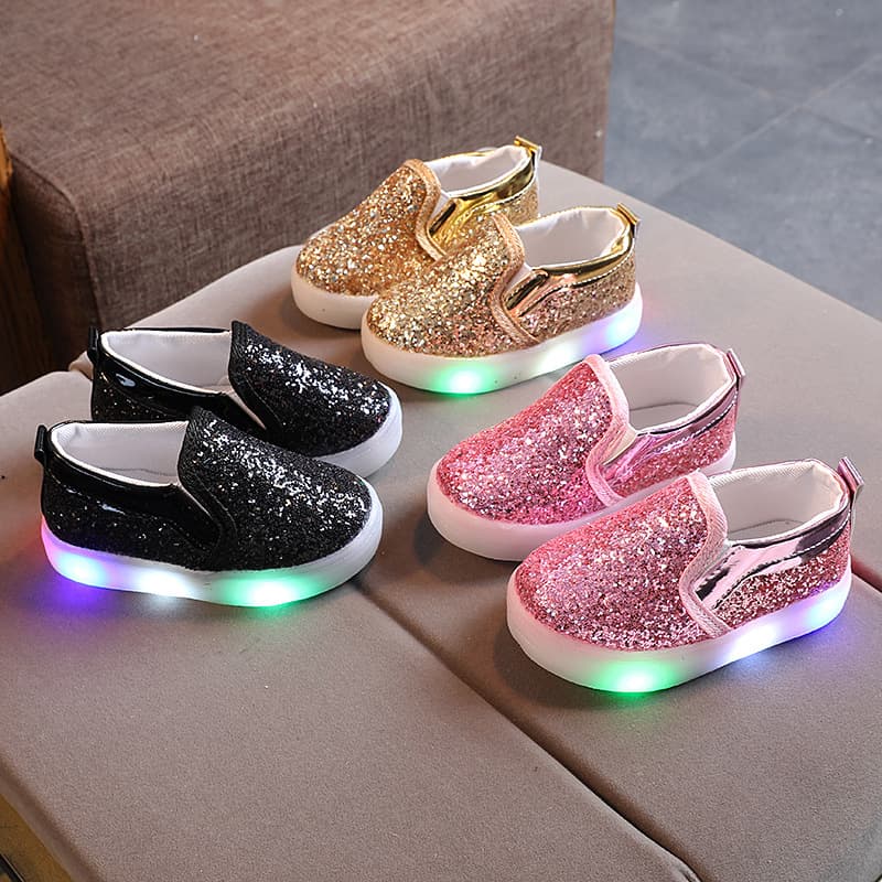 Children's luminous shoes 2025 new Korean style fashion sequined children's shoes casual shoes sports shoes baby shoes sneakers