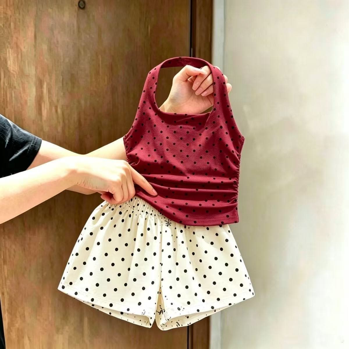 Girls Suit Baby Halter Backless Sleeveless Top Korean Style Western Style Versatile Camisole Shorts Two-piece Set