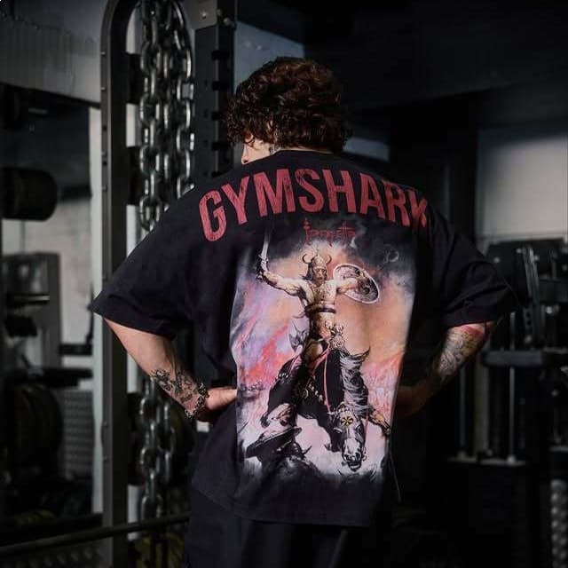 Cross-border muscle American fashion fitness sports large size printed short-sleeved fitness wear men's t sports pure cotton short-sleeved