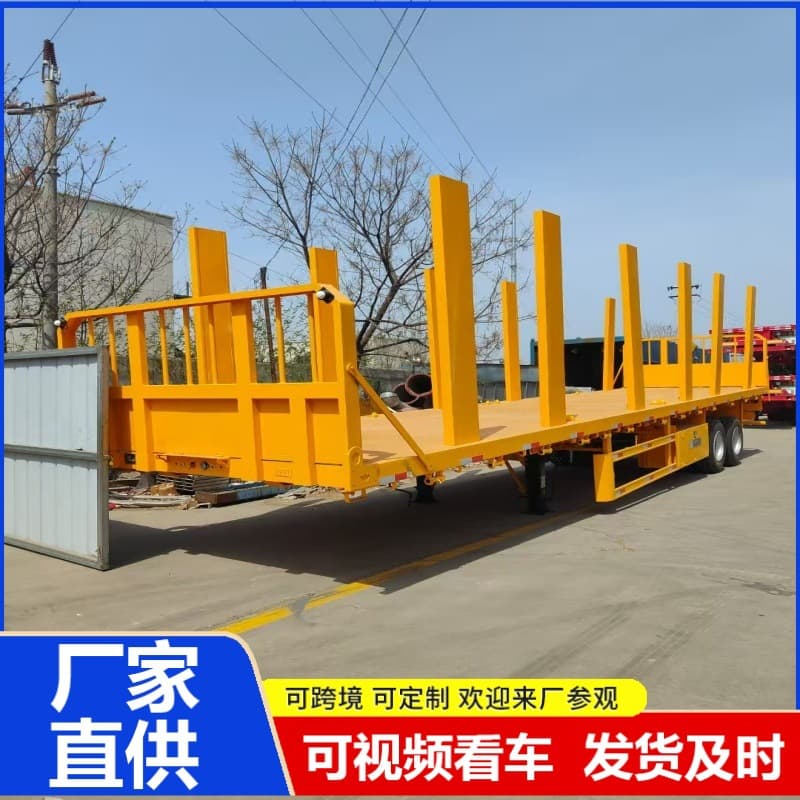 Cross-Border Middle East 13-Meter Four-Axle Flatbed Semi-Trailer, 40-Foot Container Transport Vehicle Lightweight Truck