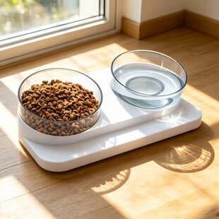 Cross-Border Cat Bowl, Plastic Double Bowl for Pets, Food and Water Integrated, Thickened, Pet Bowl, Dog Supplies