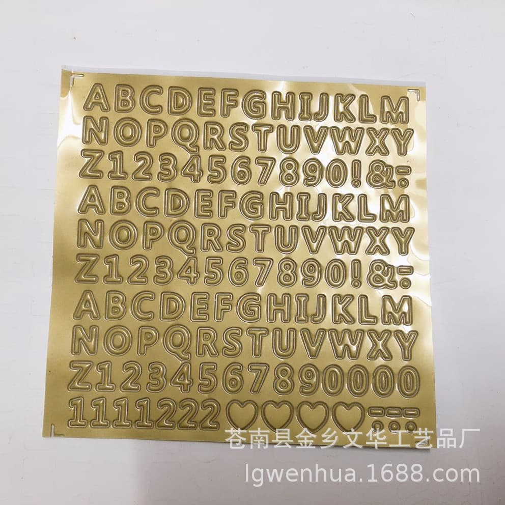 In Stock Small Gifts Footprint Printing Gold English Letters Numbers Stickers Bubble Stickers Customizable Design