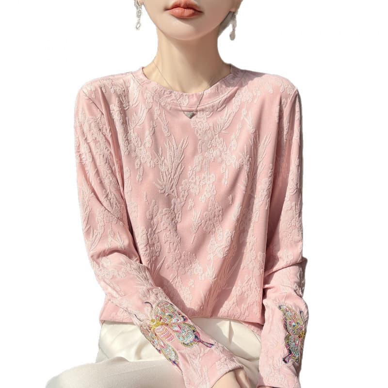 Chinese Style New Chinese-Style Base Layer Inner Shirt Early Spring Long-Sleeve Embroidered Blouse Women 2026 New Design