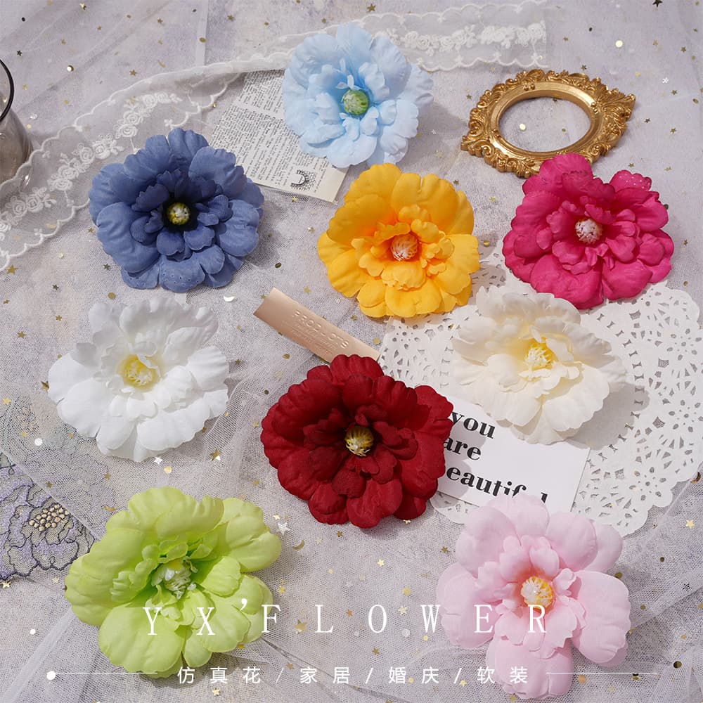 Danfeng Flower Head Artificial Flower Wedding Silk Flower Hanfu Ancient Costume Lantern Decoration Handmade DIY Headpiece Fake Hair Accessory