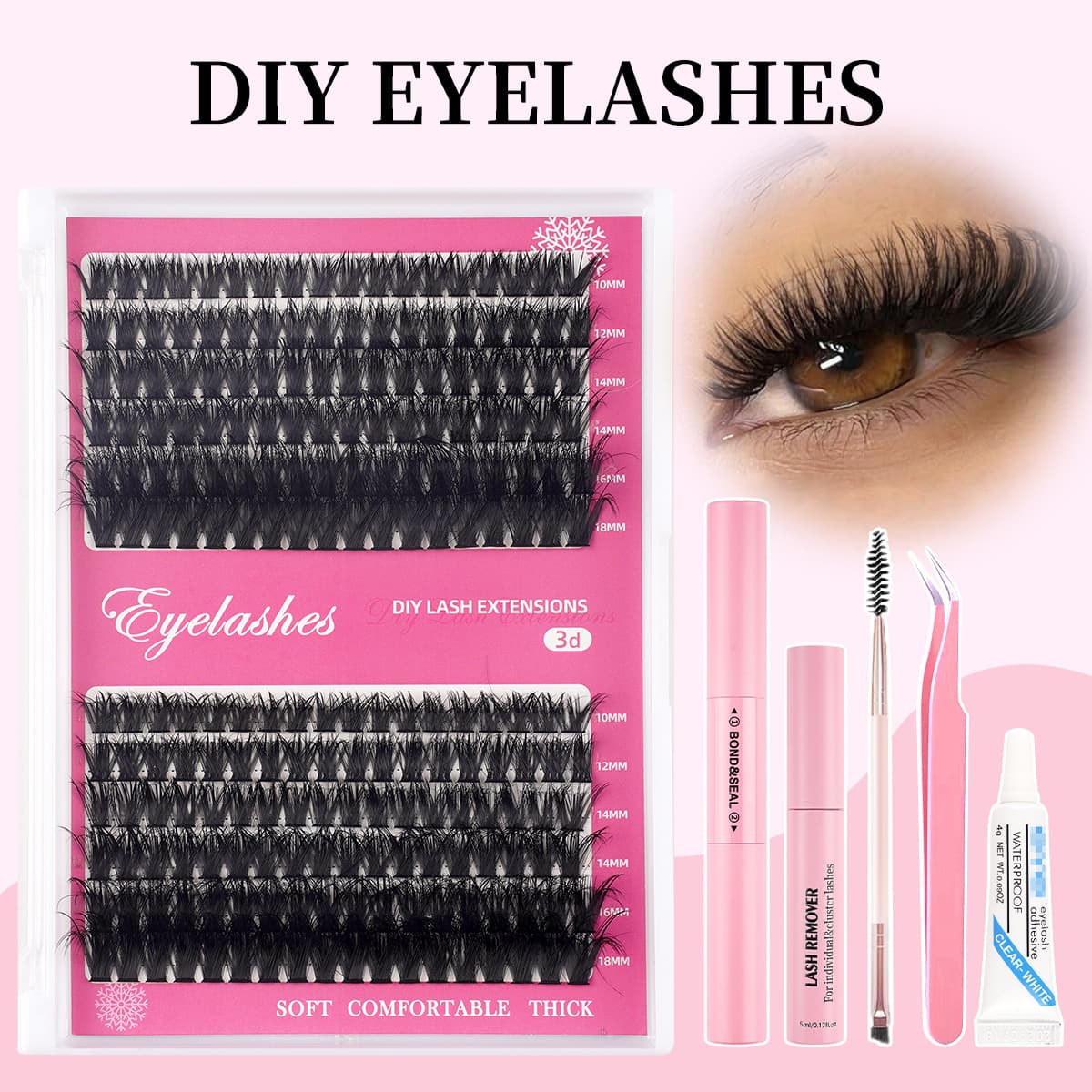 DIY Lash Extension Kit, 3D Fluffy 80P Large Capacity, for European and American Markets