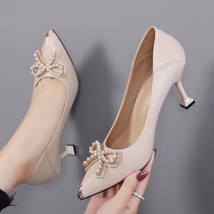Black High Heel Shoes for Women, Thin Heel, Genuine Soft Leather, 2022 Spring New Style, Sexy Versatile Pointed Toe Work Shoes, Professional Flats
