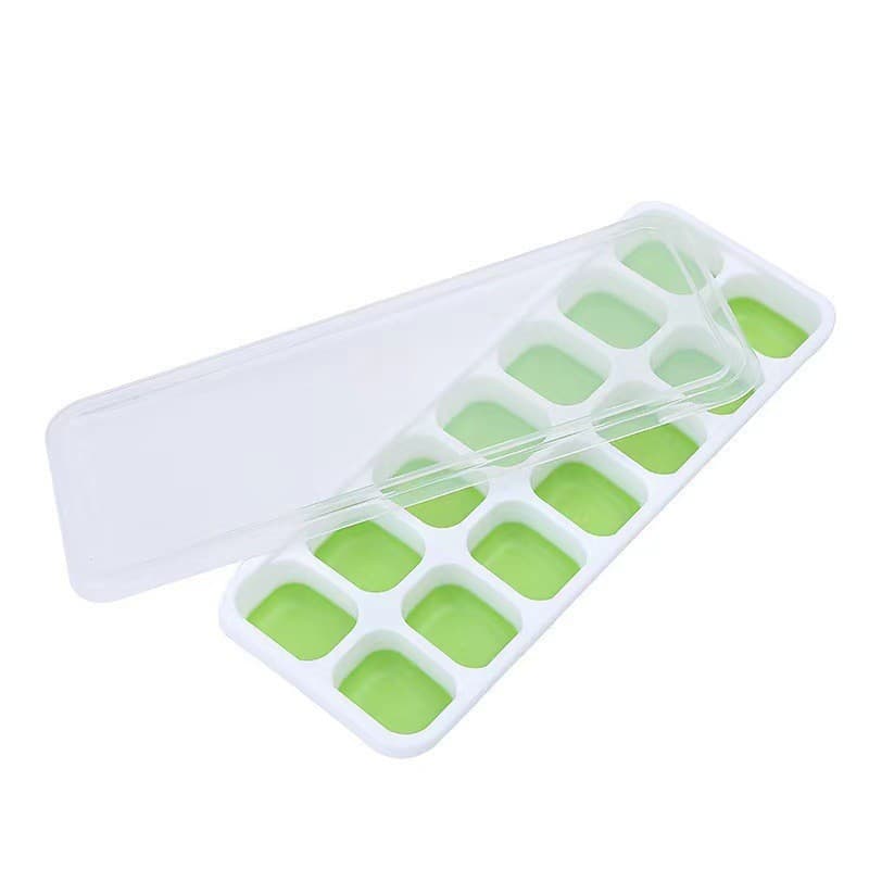 14-Cell Soft-Base Easy-Release Square Silicone Ice Cube Tray with Lid, DIY Ice Cube Mold