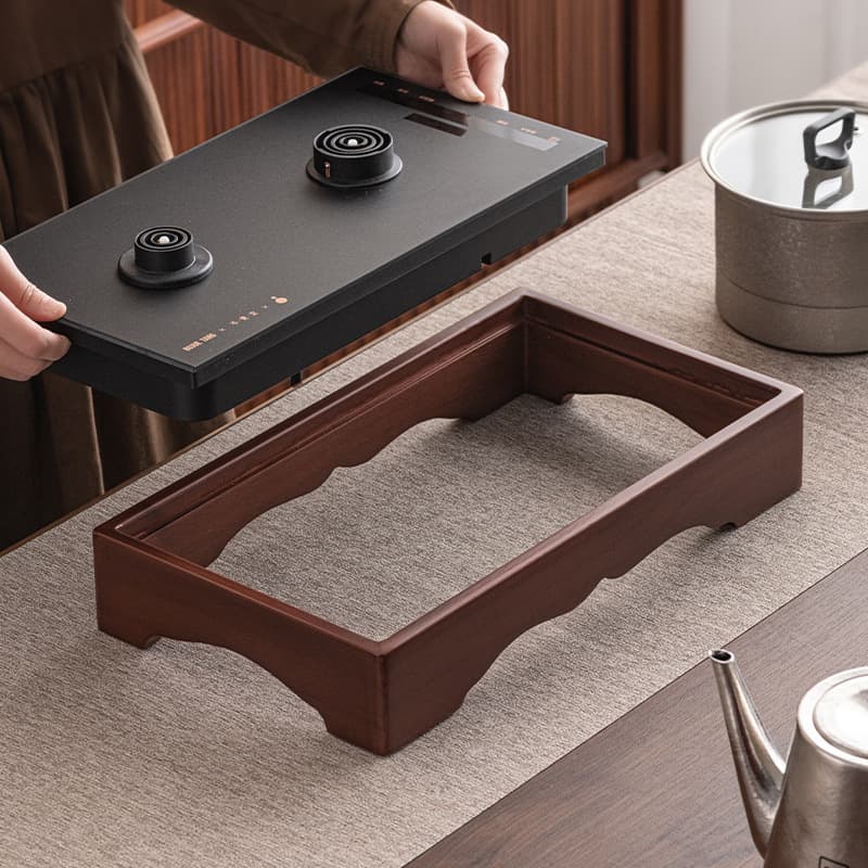 Walnut wood electric tea stove frame, solid wood frame, 39.5*22.5mm, built-in tea table stand with electromagnetic support frame.