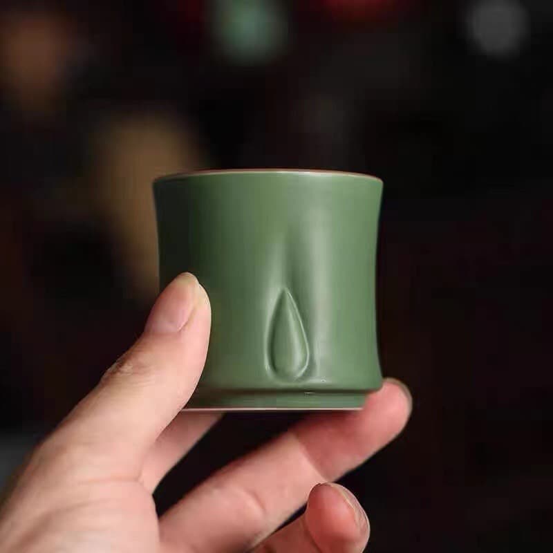 Authentic sake cup, green ceramic bamboo cup, Mid-Autumn Festival and Dragon Boat Festival small wine cup, gift host teacup