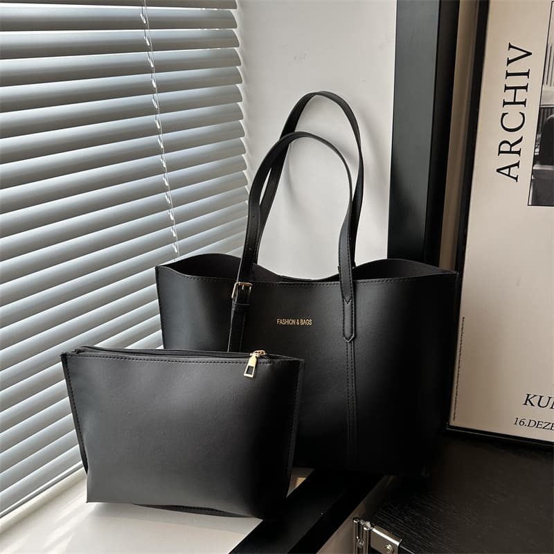 Retro Minimalist Commuter Tote Bag, 2024 Winter New Style, Chic Color-Block, Large Capacity Shoulder Handbag