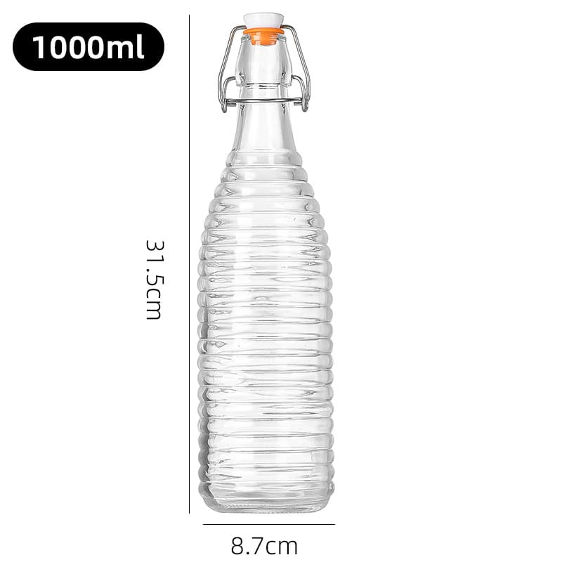 Lock&Lock Square Glass Bottle with Clip Lid for Fermented Enzyme Wine, Homemade Fruit Wine, Baijiu, Airtight Leak-Proof Beverage Storage Bottle with Lid