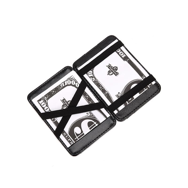 [Factory Direct] Cross-border Supply Short Plain PU Magic Money Clip Card Holder Multi-function Wallet Card ID Holder