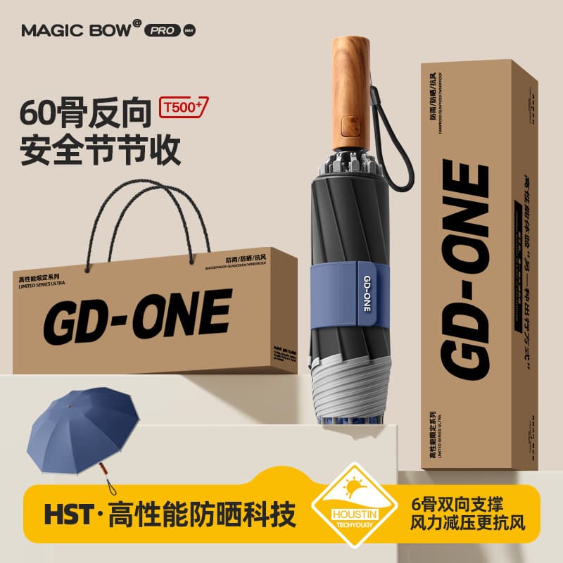 In Stock Fully Automatic 60-Rib Windproof Rain Umbrella Large Double-Size Safe Anti-Rebound Car Folding Umbrella for Men and Women Customizable