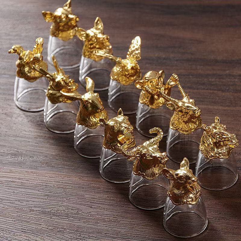 New Style Zodiac Small Liquor Cups, Home Use One-sip Glasses, Crystal Glass Dispenser Gift Set