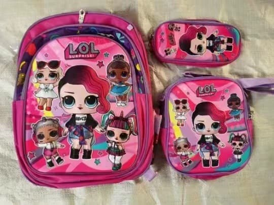 Cross-border Kids Elementary School Backpack 3-Piece Set with Trolley Bag, 3D Detachable Rolling Student Backpack