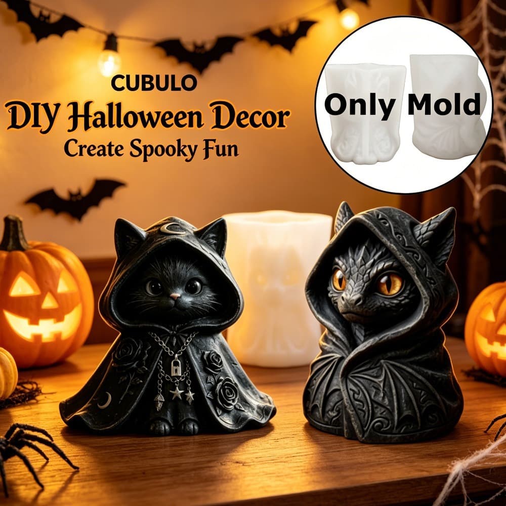 3D Star Moon Rose Bat Black Cat Two-piece Silicone Mold Holiday Aromatherapy Candle Holder Plaster Handmade Shape Mold