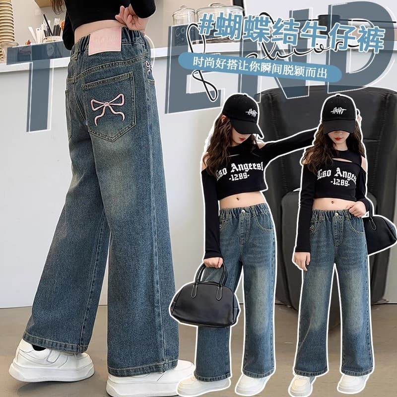 Girls' Jeans Spring/Fall 2025 New Fashionable Children's Autumn Pants Casual Loose Fit for Little Girls