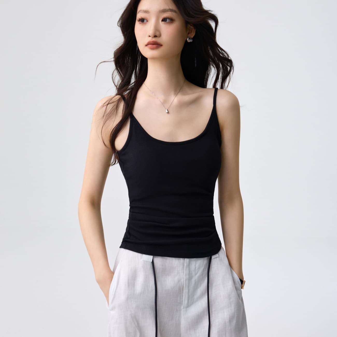 260g Yikesi Camisole with Padded Bra for Women Summer Going Out Sexy Style Base Top Slim Fit Tummy Control Inner Vest