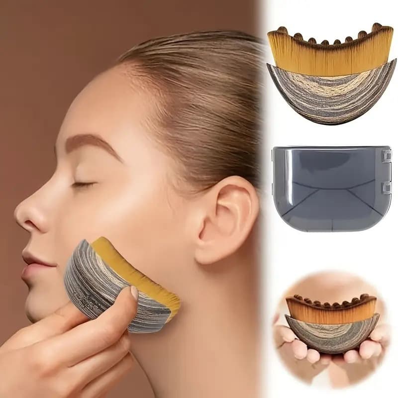 Cross-Border Popular Crescent-Shaped Lymphatic Contour Brush, Facial Massage Brush, Portable Foundation Brush, Beauty Makeup Brush Wholesale