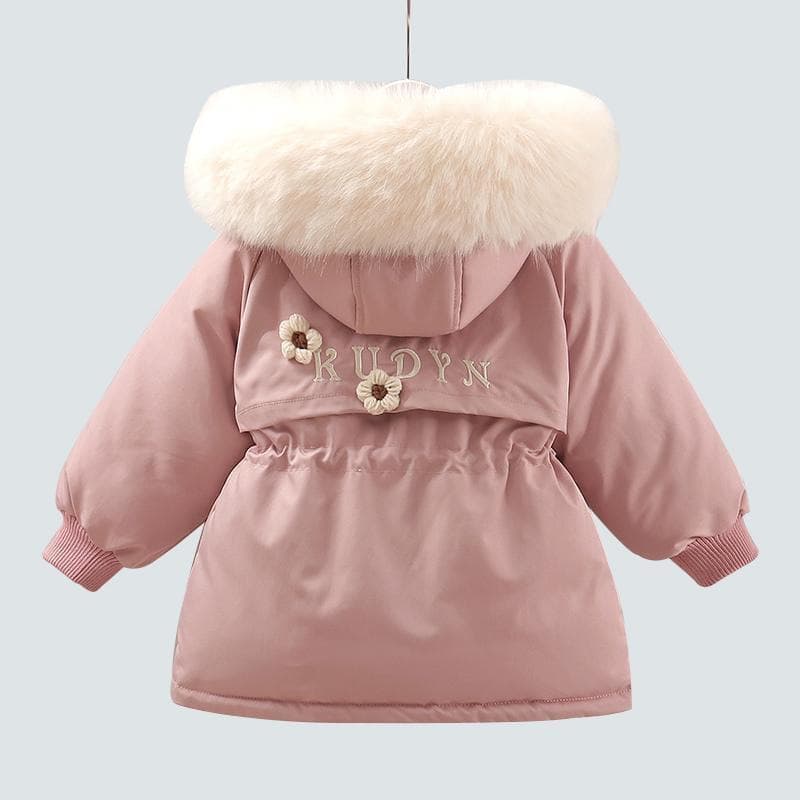 Girls' Winter Cotton Coat Kids' Parka New Stylish Baby Fashion Cotton Jacket with Fleece Lining Thick Trendy