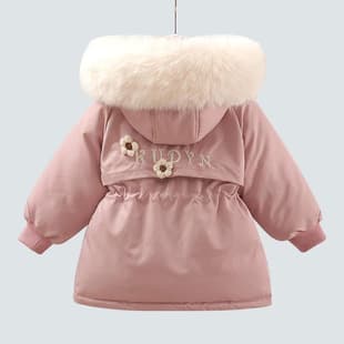 Girls Winter Cotton Padded Jacket, Kids Parka, New Fashionable Baby Cotton Coat, Thickened Warm Trendy