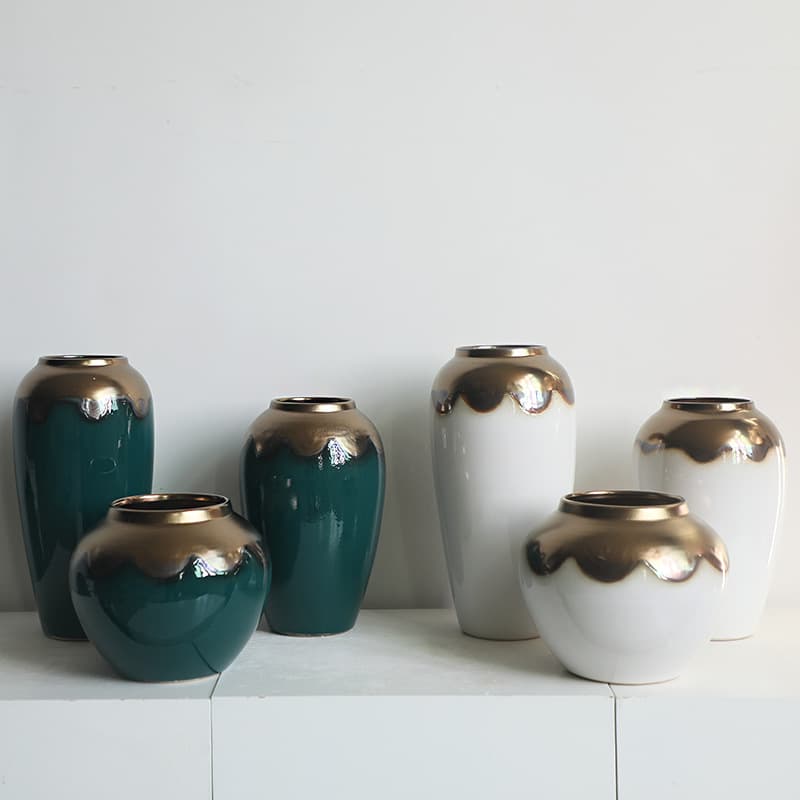 Modern Chinese ceramic three-piece vase set, simple flower pot for hydroponic living room decoration, manufacturer direct