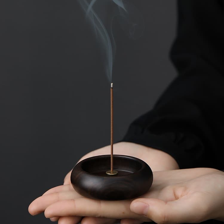 Ebony Wood Porous Incense Stick Burner Sandalwood Aromatherapy Burner Home Indoor Fragrance Rosewood Solid Wood Small Incense Holder Incense Base Incense Stand