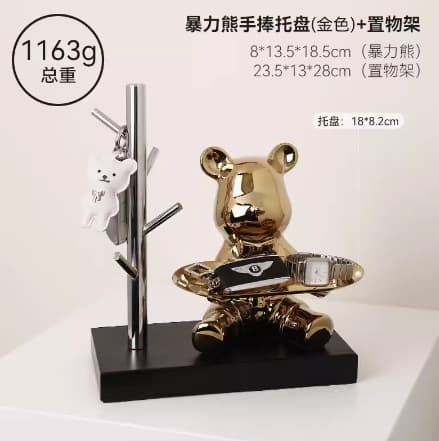 Creative Violent Bear Key Holder Entryway Decorative Ornament Luxury Living Room Shoe Cabinet Desktop Ceramic Piggy Bank